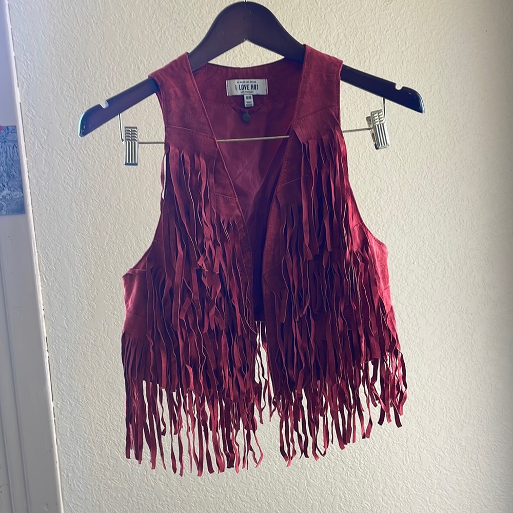 I love H81 red leather vest